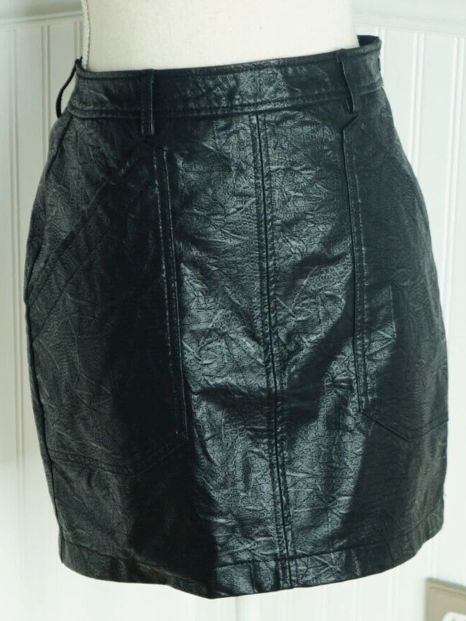 Shinestar Faux Alligator Leather Skirt Women s Black S Short Mini