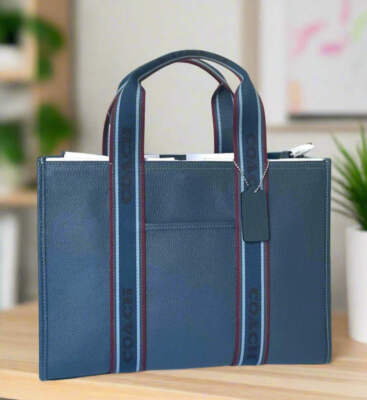 Coach Smith Tote Medium Blue Leather Crossbody Bag Cu997