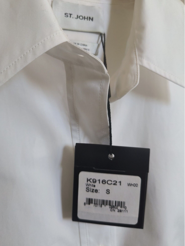 FILA CAMICIA donna St. John cotone bianco piccola vestibilità ampia nuova con etichetta "The Row"