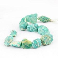 583.35 CTS / 15 INCHES NATURAL DRILLED UNTREATED GREEN AMAZONITE BEADS STRAND