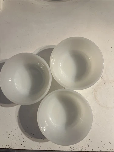 Vintage Bowls Fire-King Anchor Hocking Milk Glass Custard Set Of 3