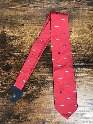 Brooks Brothers Yellow Red Tie With Flying Pigs 100% Silk Men's Necktie 58''