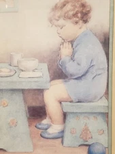 Vintage Bessie Pease Gutmann “Happy Dreams” Print Matted, Framed, Under Glass