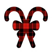 4” Buffalo Plaid Sticker Red Black Candy Cane Holiday Christmas Decor Winter