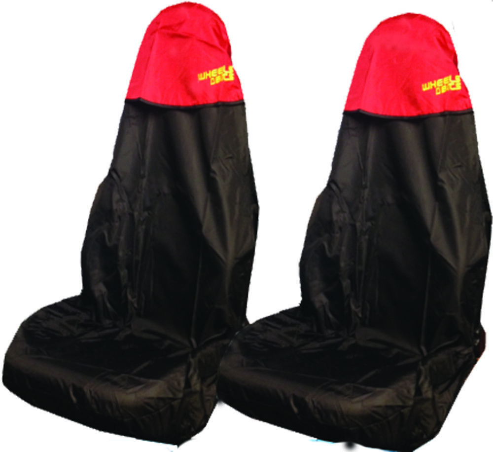 Car Seat Cover Waterproof Nylon Front Pair Protector RED to fit Saab All Models-image
