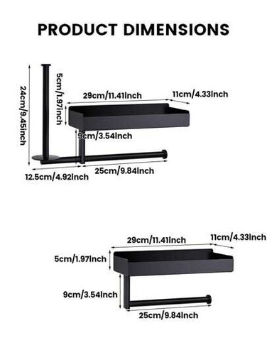1pc Multi-Purpose Magnetic Storage Rack With Paper Towel Holder - Wall-Mounted S - Picture 6 of 7