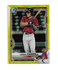 2021 Bowman Chrome Prospects Corbin Carroll BCP-142 Rookie Yellow /75