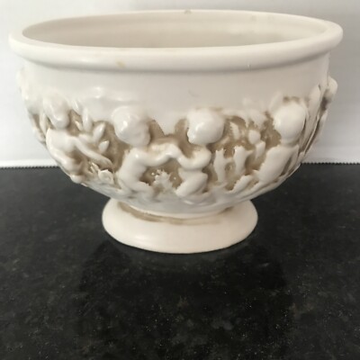 Inarco Dancing Babies Cherubs Planter Vase No. E-1205 Made In Japan White Beige