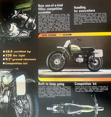 1970 Kawasaki G31M 100 Centurion double-sided brochure-literature