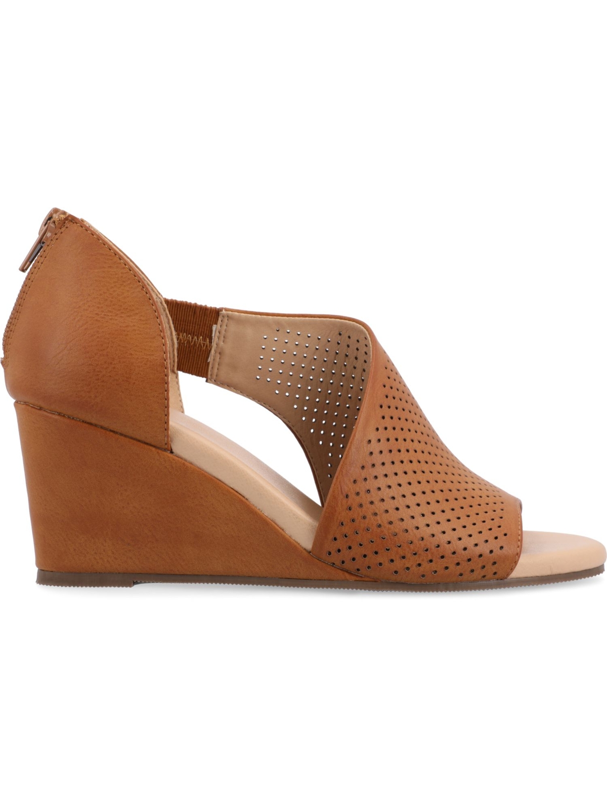 Женские коричневые туфли-лодочки Aretha на танкетке с открытым носком и застежкой-молнией из коллекции JOURNEE, 9 М