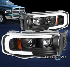 Fit 2002-2005 Dodge Ram 15002003 2500 3500 Led Tube Projector Headlights Black Fit 2002-2005 Dodge Ram 15002003 2500 3500 Led Tube Projector Headlights Black