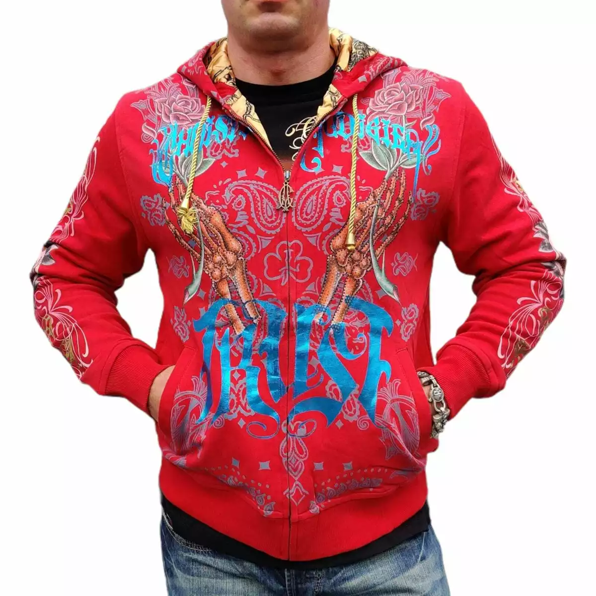 ed hardy hoodie sweatshirts christian audigier Red - Large