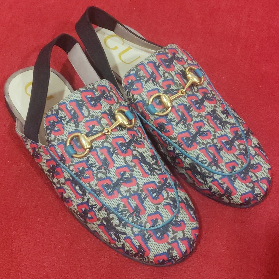 Gucci Princetown Supreme Kids Unisex Shoes Slides Beige Logo Size 33 US 2 - Image 2 of 4