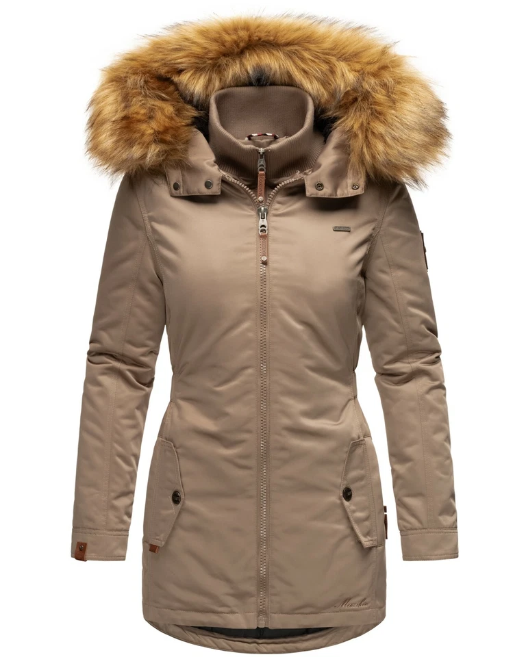 Marikoo Damen Winter Jacke Parka Winterjacke Kunstfell gefüttert Kapuze Sanakoo - Bild 3 von 4