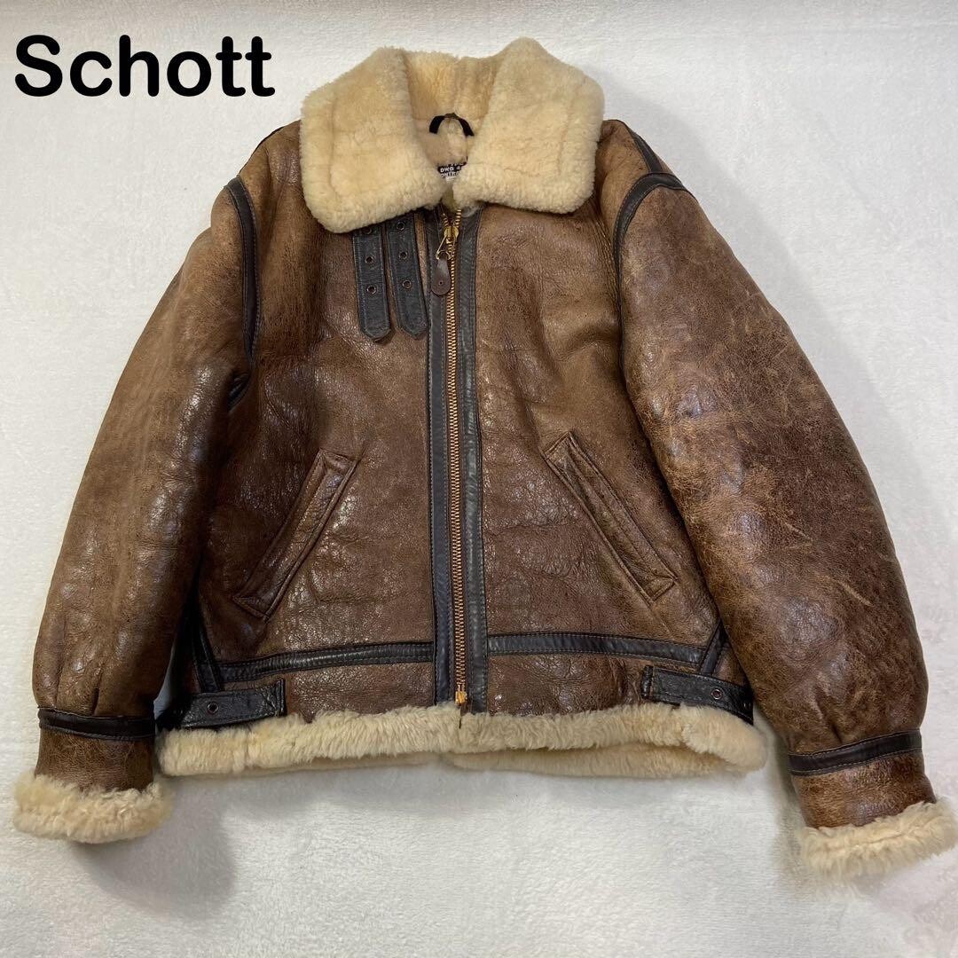 schott B-3ジャケット 40size Schott Type B-3 Flight Mouton Leather Jacket Size 40 Made in
