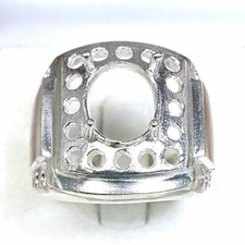 #0002 Oval 8 x 10 mm. Sterling Silver 925 Semi-Mount Setting Ring Man's