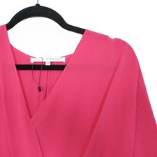 Ulla Johnson Bright Pink Surplice Front Silk Dress - Size 8 - NWOT