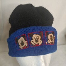 Mickey Mouse Knit Hat Unlimited Acrylic Royal Blue Black Winter Vintage Disney