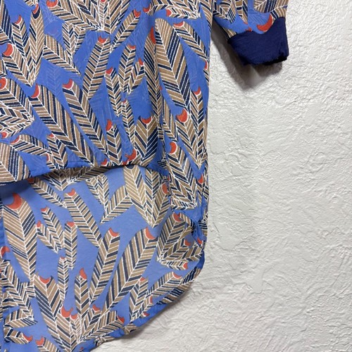 Vintage Sheer Oversized High Low Top Blouse XS Chloe K Feather Southwestern Boho - Picture 5 of 11