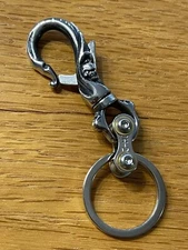 Stainless Steel Skull Carabiner, Snap Spring Hook Clip, EDC Keychain, Key Ring