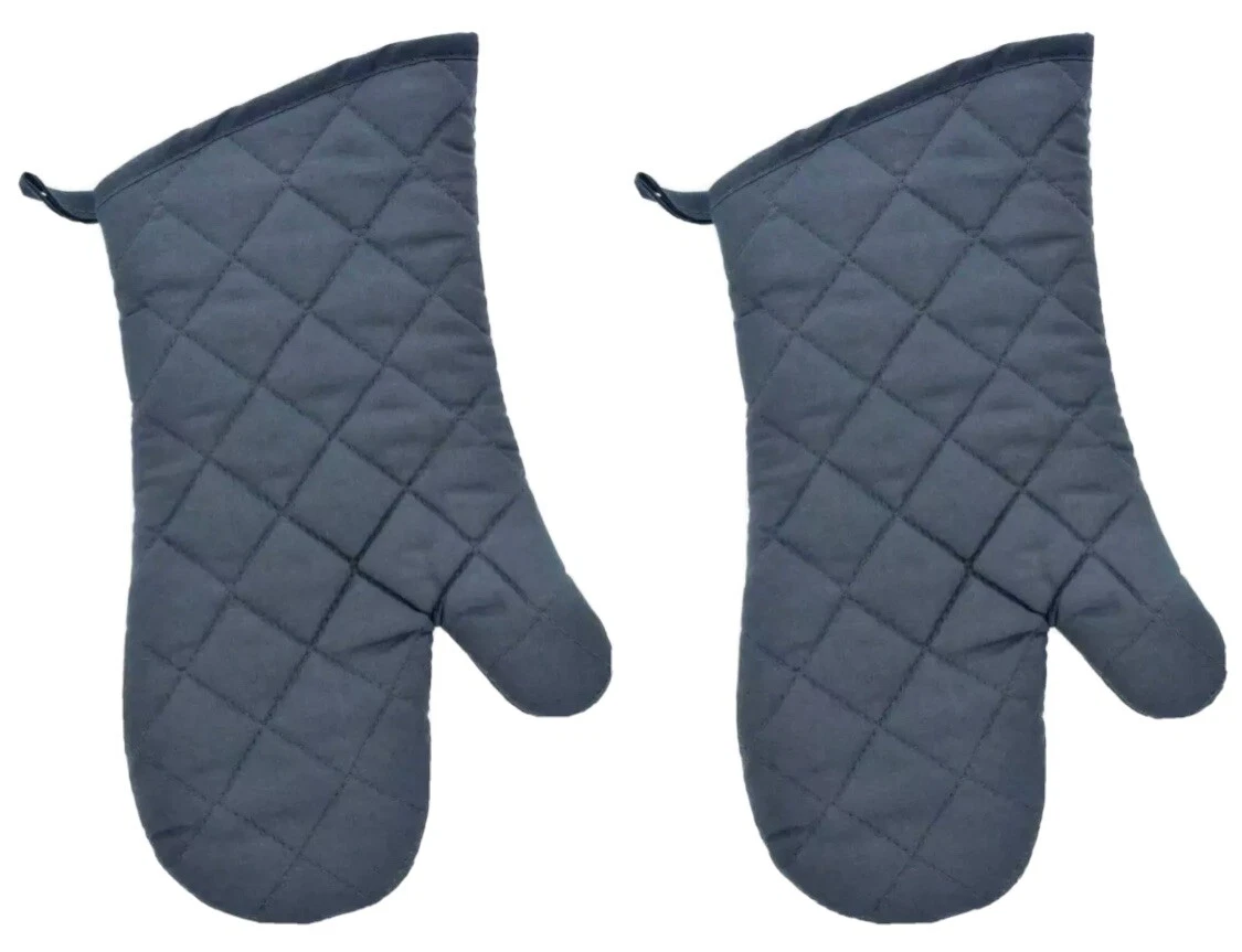 2 X Home Collection GRAY Oven Mitt Gloves Kitchen Heat Resistant