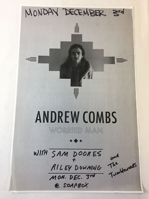 December 3, 2012 concert poster ~ ANDREW COMBS, Sam Doores, Riley Downing