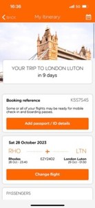 Billete Easyjet fin de medio camino Rodas-Luton para el 28 de octubre, 2 adultos 2 niños