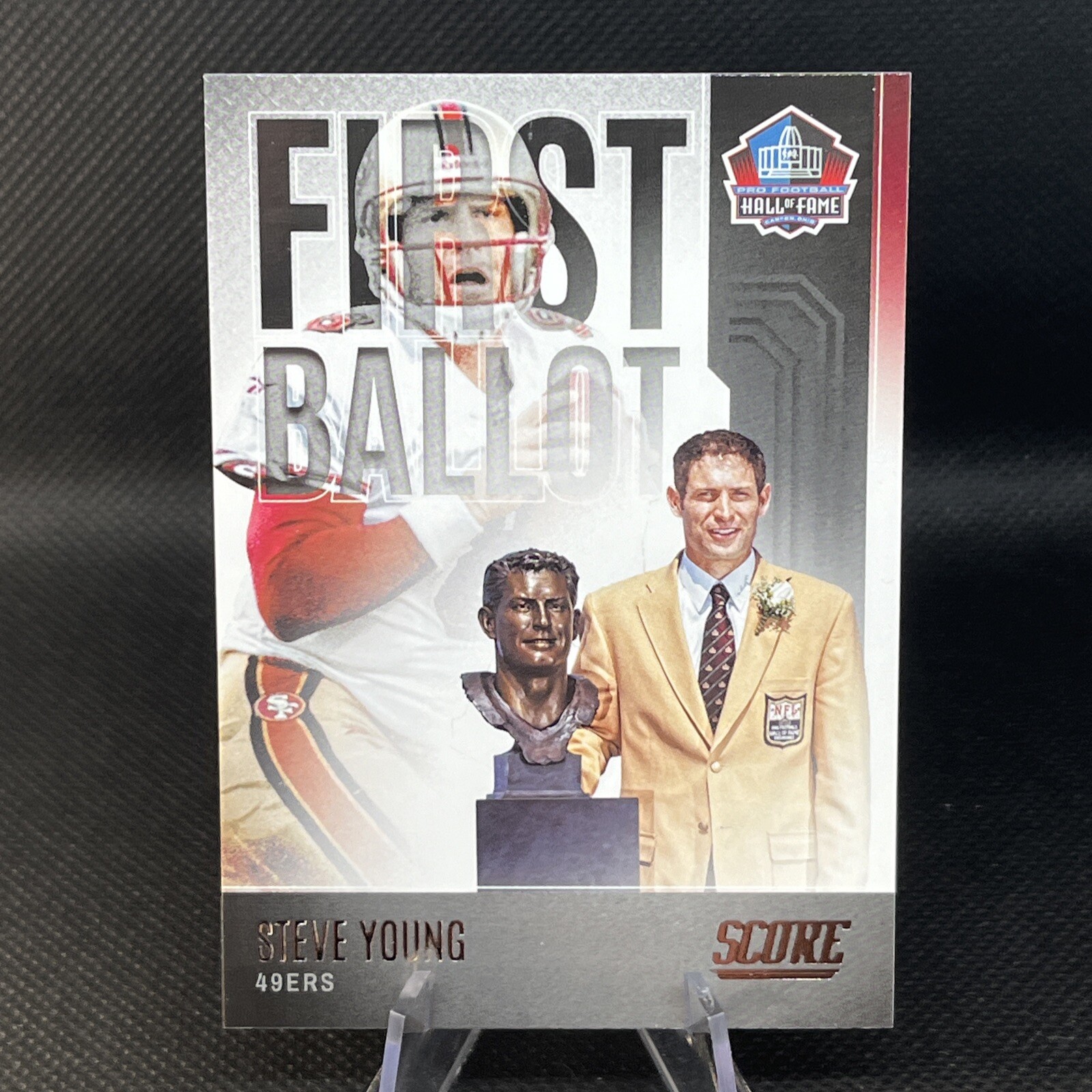 Steve Young #FB-SY Football Cards 2022 Panini Score First Ballot trading card — raw and PSA graded price guide