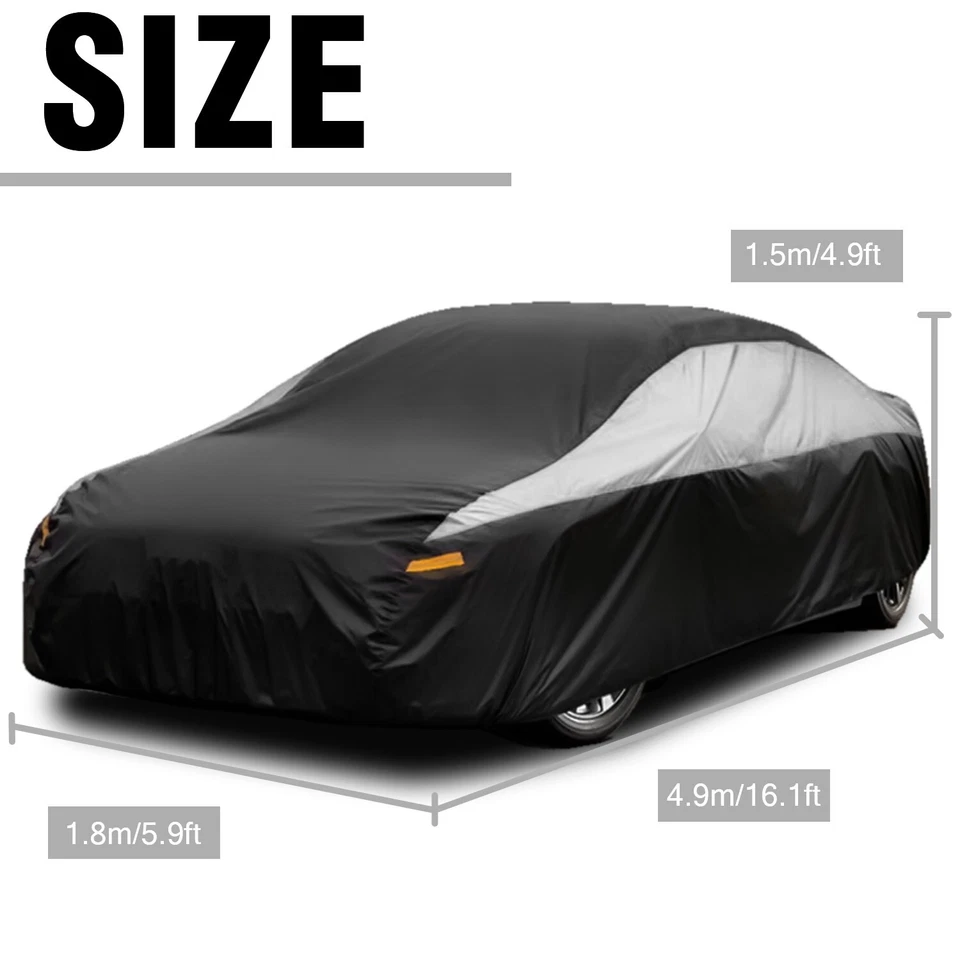 For Mercedes-Benz Full Car Cover UV Snow Dust Rain Resistant Protection Black - Image 4 of 4