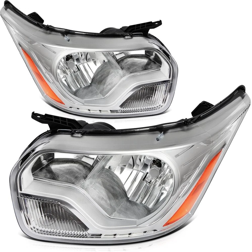 Conjunto de 1 par de faros de carcasa cromada para Ford Transit-150 250 350 2015-2023 Foto 2 de 4
