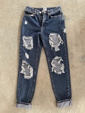 BDG Urban Outfitters Mom Jeans Size W 25 High Rise Distressed Ripped Denim Blue