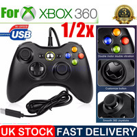 1/2x Black USB Wired controller suitable for XBOX 360 Game Pad Windows 10 11 8 7
