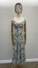 NWT Just Found Floral Maxi Dress Open Back Tie Green White Cottagecore Size L