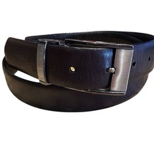 Daniel Cremieux Reversible Black to Brown Leather Belt Gunmetal Buckle Size 36