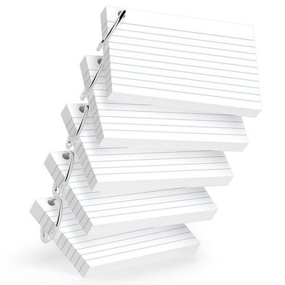 250-Pack White Index Cards 3x5 Inch w/Key Ring   180gsm Heavyweight Flashc