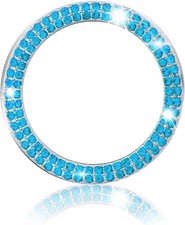Crystal Push Start Engine Button Cover, Rhinestone Engine Start Ring Decals,Blue