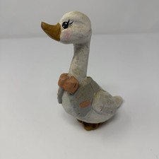 Vtg Wooden Porch Goose Hand Carved Painted Shelf Sitting Duck Decor Cute 6.5