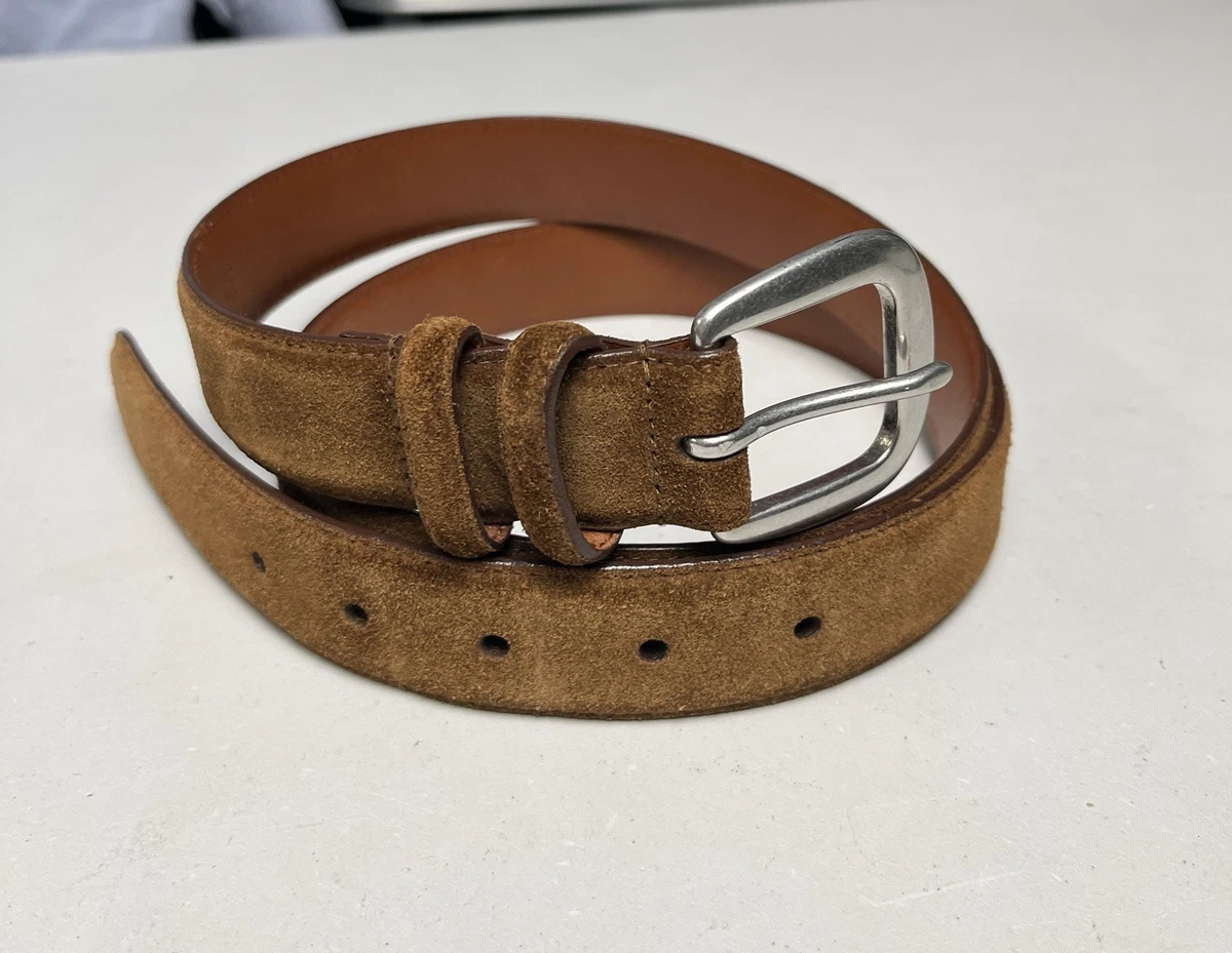 Ralph Lauren Silver \'R\' Accent Suede Belt - Tan Studded Roughout Suede Belt main image 4
