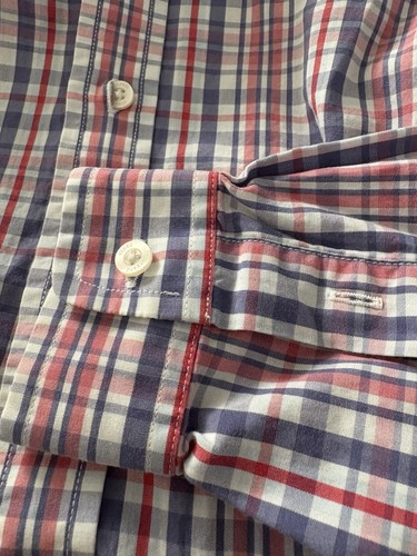 VINEYARD VINES WHALE SHIRT Size 7 Boys L/S Button Down Red, White, Blue Plaid - Picture 5 of 7