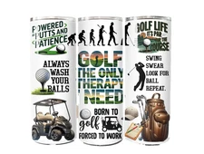 Golf Golfer Golfing Life Clubs Balls 20oz Skinny Tumbler  Insulated Travel Mug