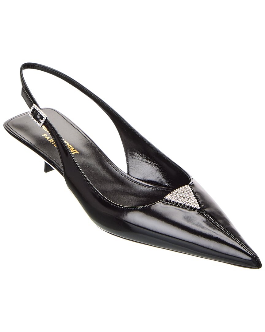Saint Laurent Cherish 30 decolte slingback in pelle donna nero 38