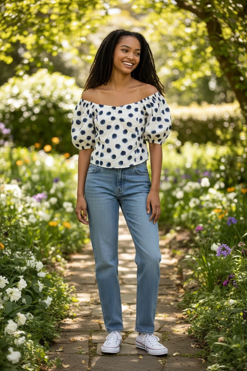 Polka Dot Off the Shoulder Tops for Women for sale | eBay