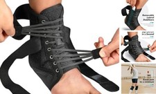 Quick Lace Up Ankle Brace for Women Men, Removable Side X-Large Black Stripes