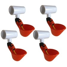  4 AUTOMATIC WATERER DRINKER CUPS  1/2" PVC TEE FITTING CHICKEN WATER POULTRY