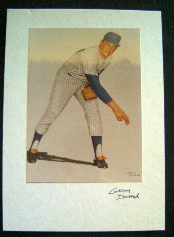 Tom SEAVER NY Mets 5" x 7" Artist Gerry Dvorak Signed on Mat RARE