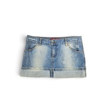 Y2k Studded Denim Mini Skirt Euro Vintage Glam - Size Medium