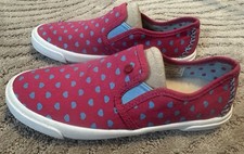 UGG Slip On Fur Lined Canvas Shoes Sneakers Pink With Blue Hearts Women  s 5