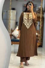 Women Cotton Embroidered Salwar Kameez Suit Set Dupatta Ethnic Kurta Outfit
