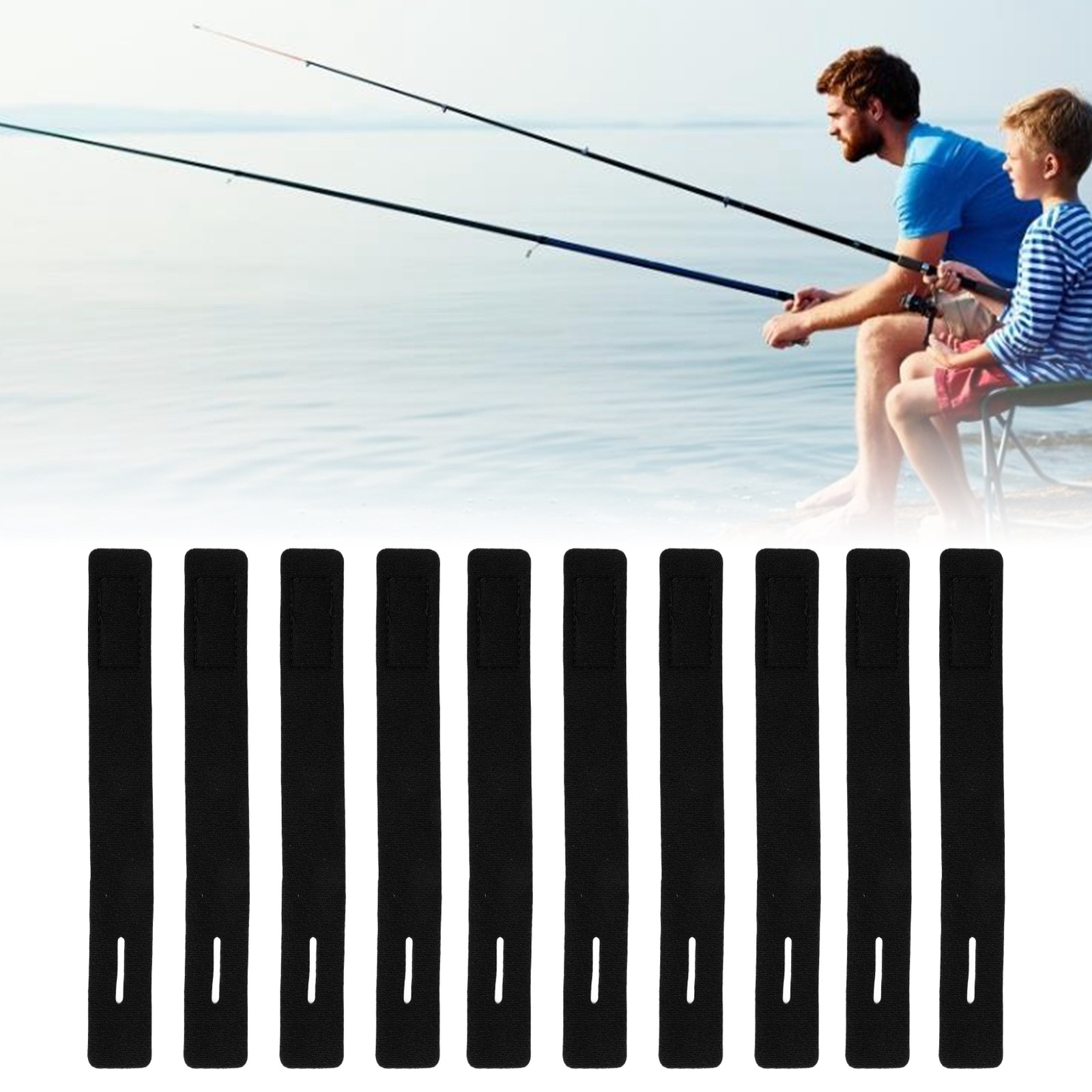 10pcs Fishing Rod Belt Ties Stretchy Straps Fishing Tackle Ties Cable Bait