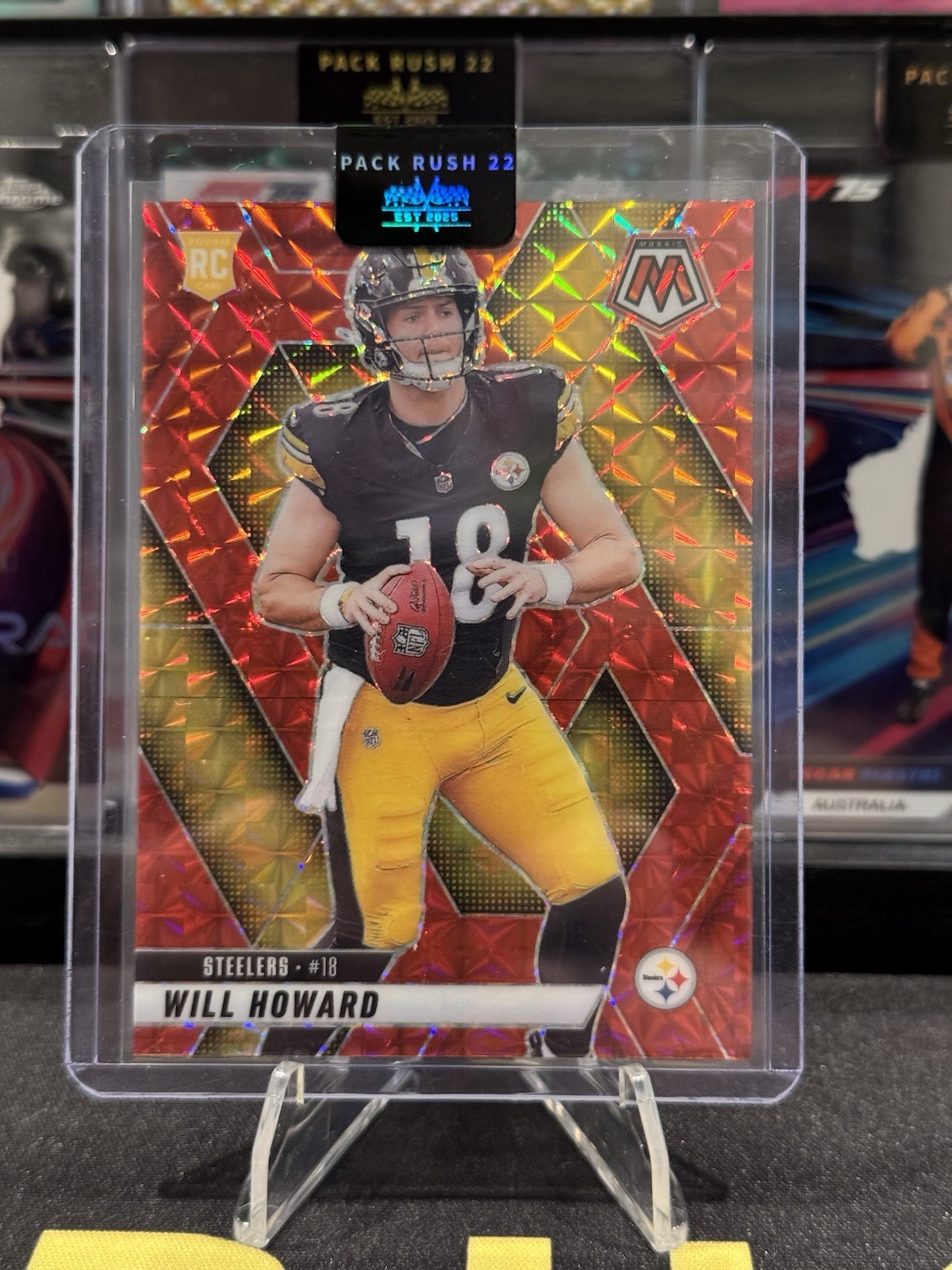 2025 Panini Mosaic Will Howard Mosaic Red #318 Pittsburgh Steelers RC